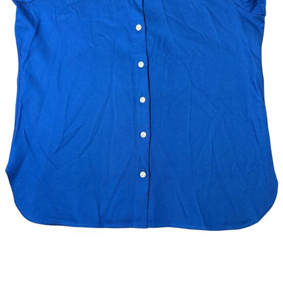 Hinson Wu Margot Long Sleeve Double Face Button Up Shirt Blue & Teal Medium - Picture 7 of 11